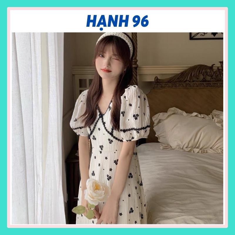 Váy nữ xinh dáng dài công sở đẹp hoa in nổi chất đũi xốp có ảnh thật Hanh96boutique V118
