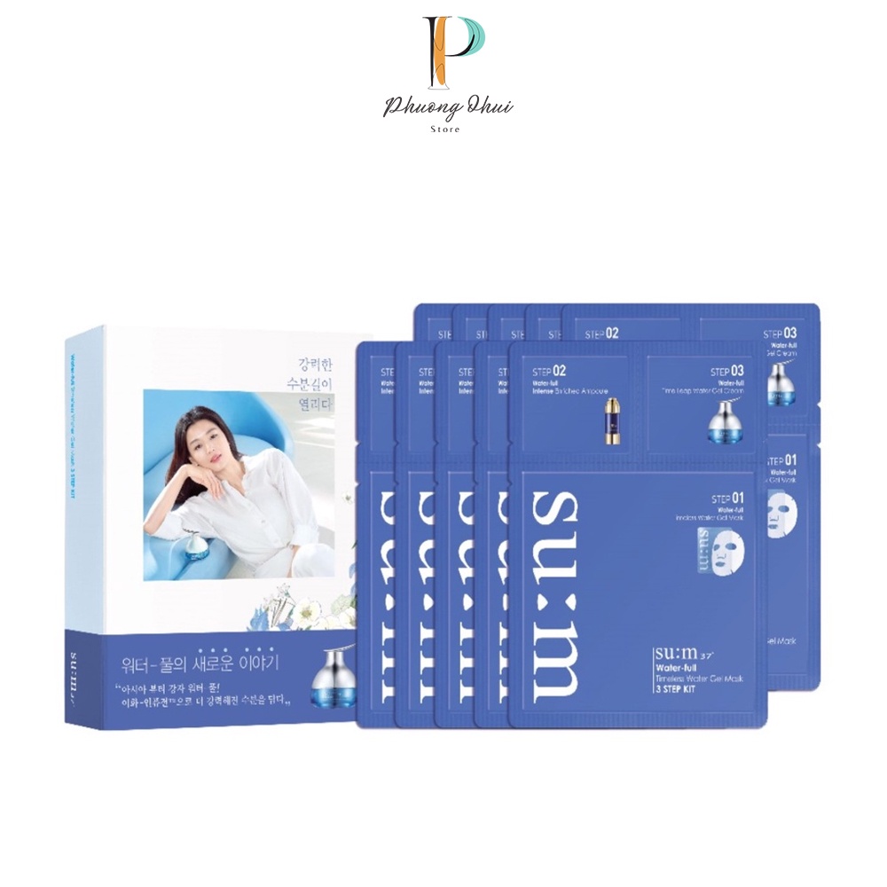 Mặt Nạ Cấp Ẩm Su:m37 Water-full Timeless Water Gel Mask 3 Step Kit Dưỡng Ẩm Chống Nhăn, Chống Lão Hóa