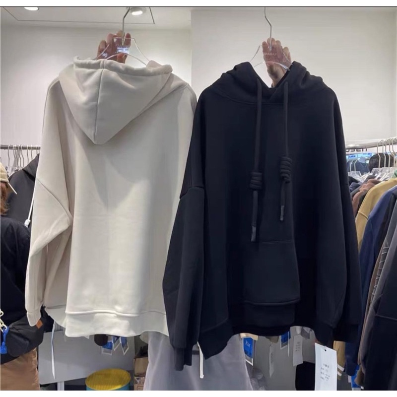 THE2001STORE | Áo hoodie trơn chất nỉ lót lông nhung mịn dày dặn phong cách Hàn Quốc
