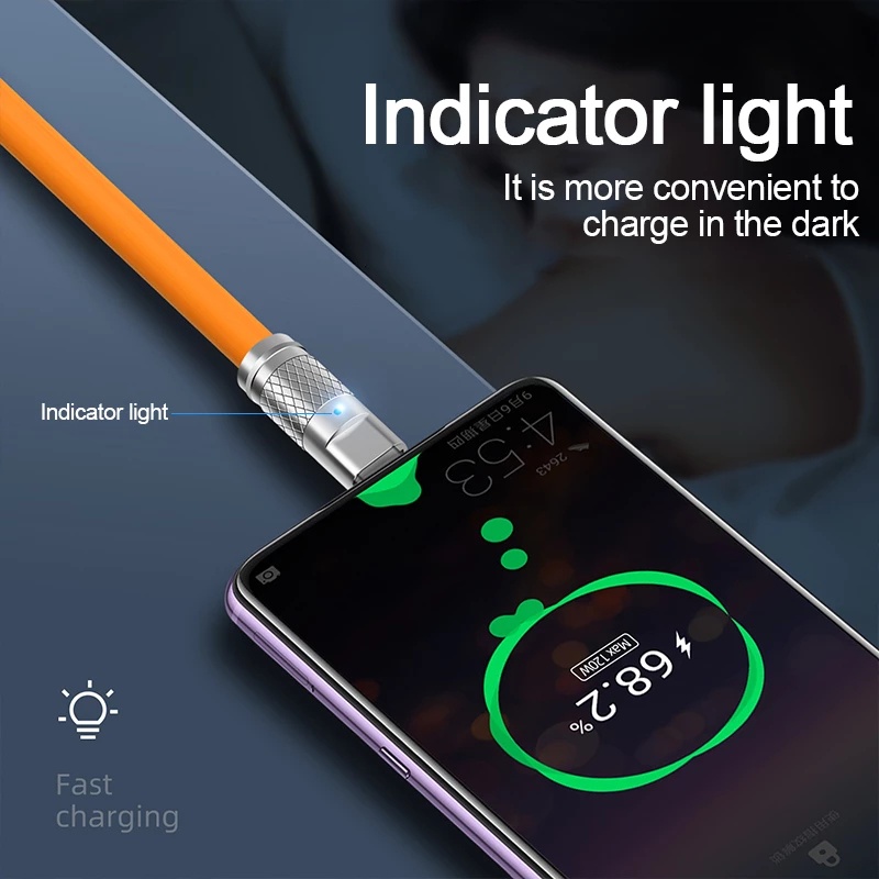 Dây Cáp Sạc Nhanh 6A USB Type C 120W Bằng Silicone