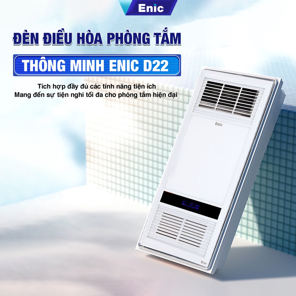 Đèn phòng tắm thông minh - Sưởi ấm, Thông gió, Quạt mát, Hút ẩm, Chiếu sáng, Màn hình LCD dễ sử dụng-Enic D22