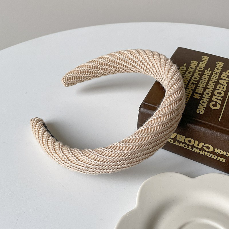 Băng Đô Cài Tóc Bản Rộng Màu Trơn Thời Trang Thu Đông Cho Nữ