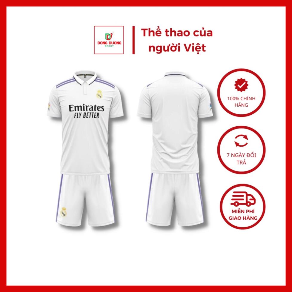 BỘ QUẦN ÁO BÓNG ĐÁ CLB VẢI THUN LẠNH CAO CẤP MẪU MỚI - BỘ THUN REAL MADRID 2022 - 2023