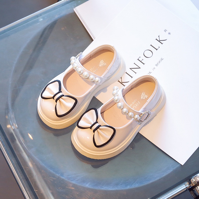 Giày Búp Bê Bé Gái Da Mềm, Giày Công Chúa Quai Ngang Đính Ngọc Khoá Dán Đính Nơ Viền Cho Bé 1-10 Tuổi