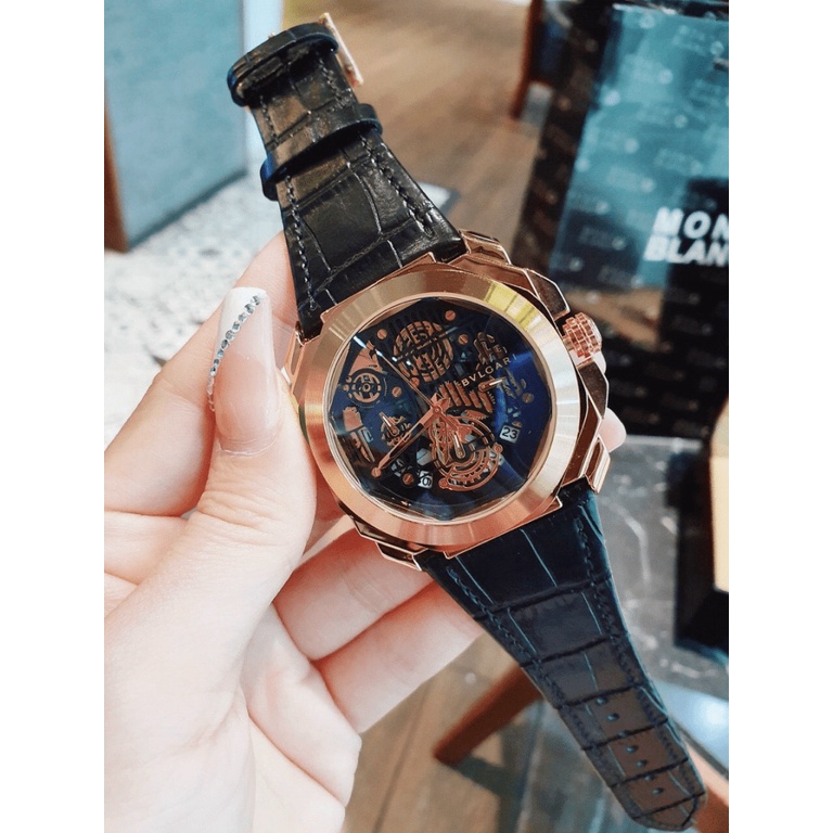 Đồng hồ nam thời trang BVL GA RI 42 mm máy chạy pin full kim dây da cao cấp chống nước 3atm