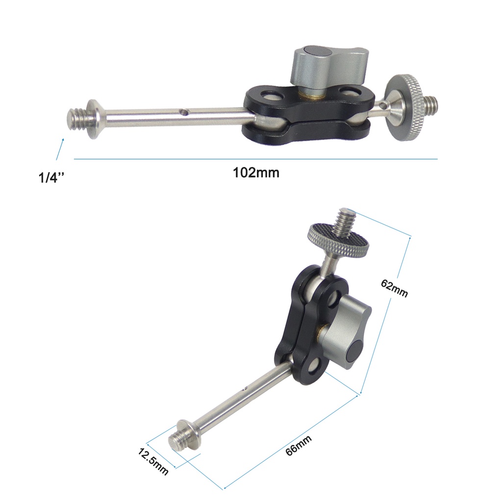 Cánh Tay Đòn Mini Hai Đầu Bi 1 / 4 inch CNC Cho Giá Ba Chân Camera Đèn LED Video