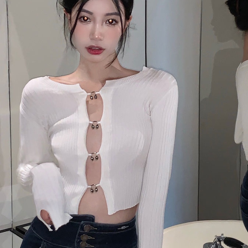 IELGY IELGY Áo Dệt Kim Dáng Ngắn Thời Trang Cho Nữ