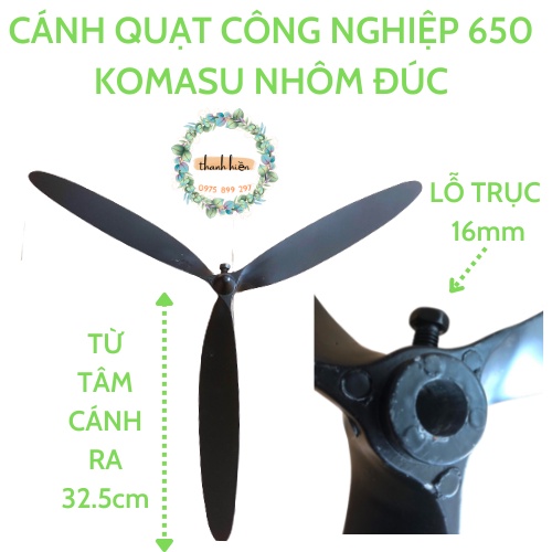 Cánh Quạt Công Nghiệp 650 KOMASU - GALE - DETON NHÔM ĐÚC ( dành cho đường kính lồng 70cm ) Trục 16mm