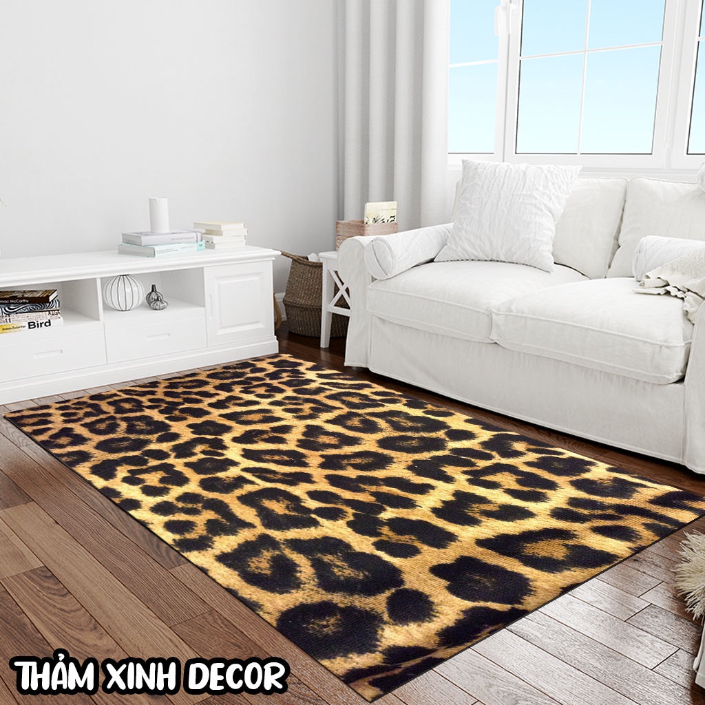 Thảm Họa Tiết Da Báo Decor Nhà Cửa Thảm Trang Trí Phòng Khách Thảm Chùi Chân Chống Trượt