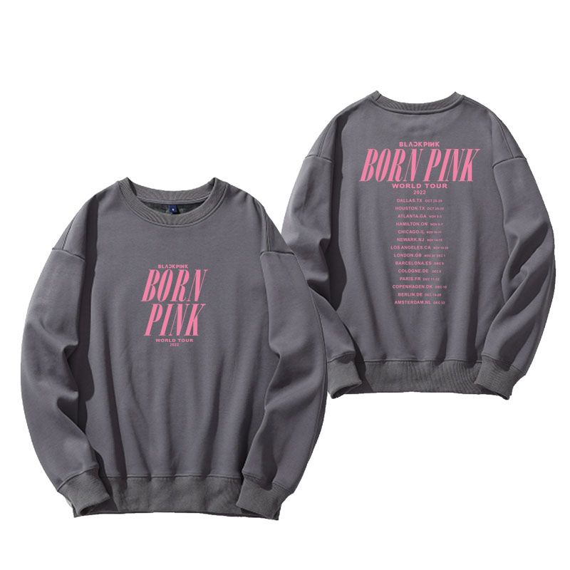 Áo Sweater Cotton Tay Dài Dáng Rộng In Chữ BLACKPINK BORN PINK World Tour LISA DALLAS Thời Trang Hàn Quốc Cho Nam Và Nữ