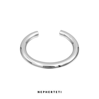 Vòng tay trơn tối giản bản dày thép không gỉ freesize - Nepherteti
