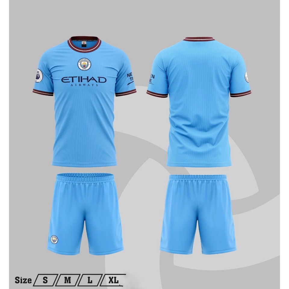 Bộ quần áo đá bóng nam nữ  . bộ đồ đá banh câu lạc bộ Manchester City  chất thun lạnh thoáng mát của Bon_store