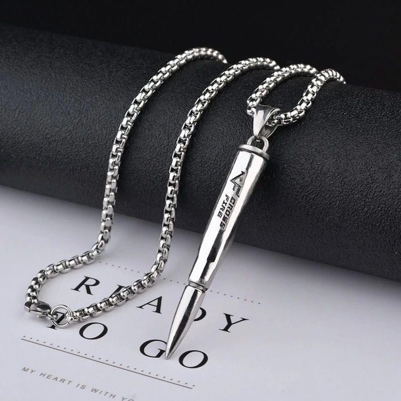 Dây Chuyền Mặt Hình Viên Đạn 11.22 Bằng Thép Titan Phong Cách Quân Đội Trung Quốc Sáng Tạo Dành Cho Học Sinh Nam Nữ