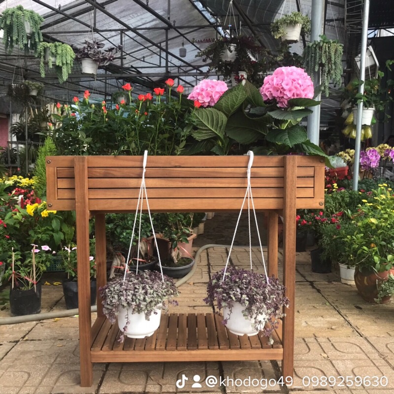 Kệ cây, kệ hoa, chậu gỗ đựng cây gỗ tràm tự nhiên dùng được cả trong nhà và ngoài trời