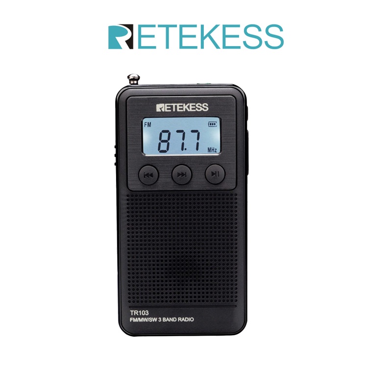Radio bỏ túi Retekess TR103 AM SW FM mini kỹ thuật số hỗ trợ thẻ TF tích hợp màn hình LCD có đèn nền có thể sạc lại