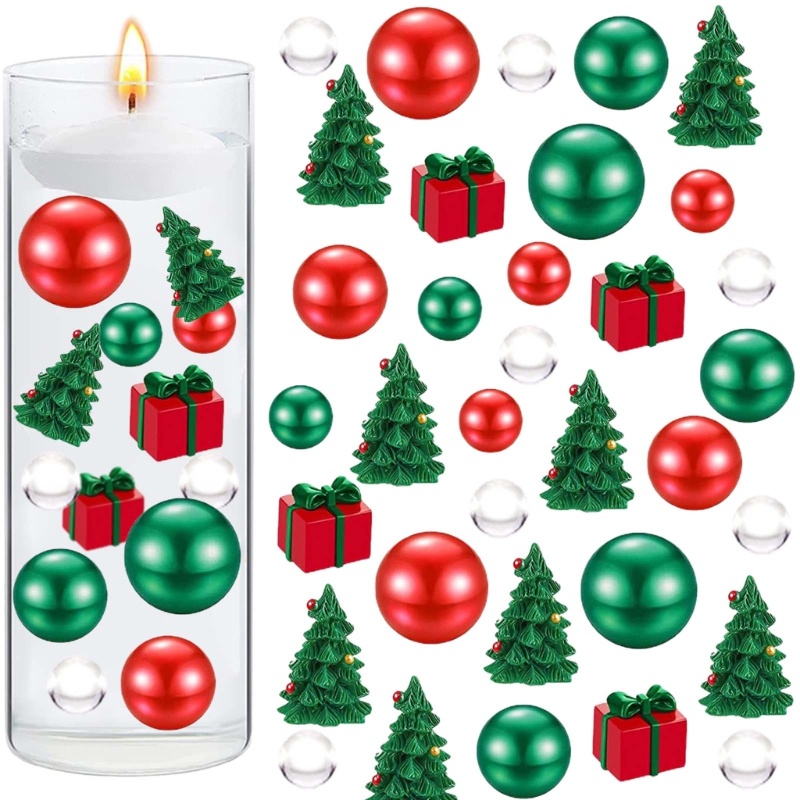 Bộ 2106 Hạt Ngọc Trai Nổi Trang Trí Bình Hoa Phong Cách Giáng Sinh