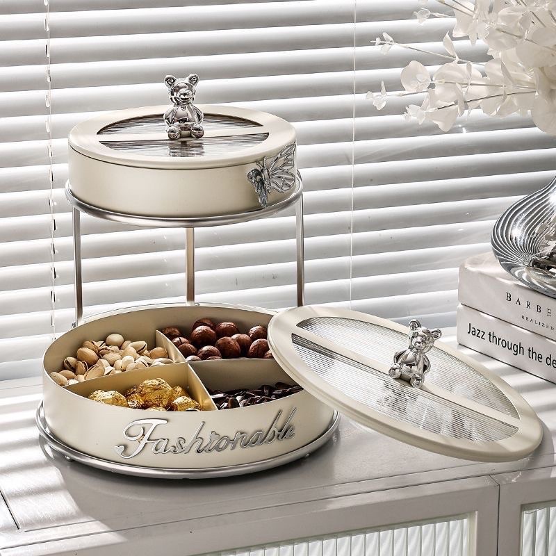 Khay mứt 2 tầng fashionable cao cấp nắp BB trend 2023