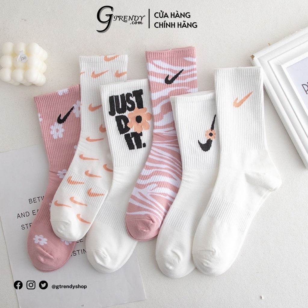 Tất vớ thể thao Nice hồng cổ cao - Hàng cao cấp Gtrendy