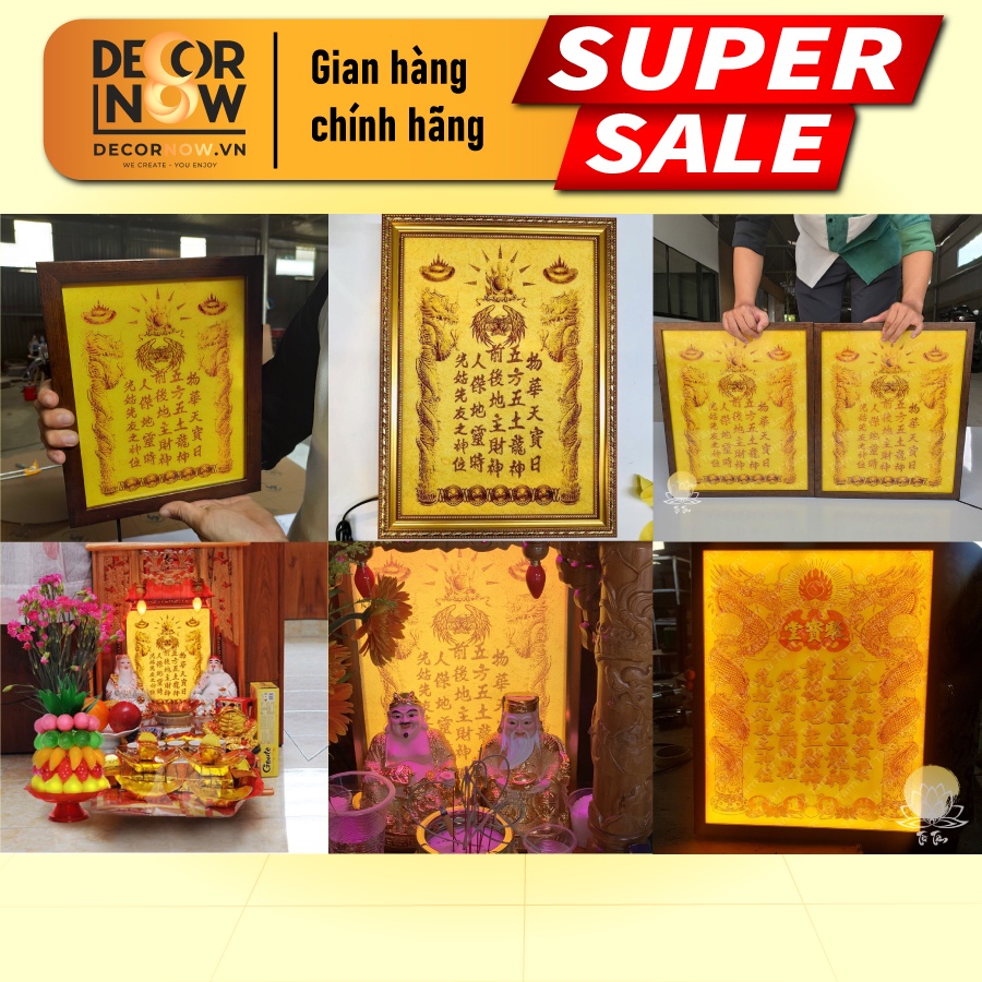 Đèn Hào Quang Tranh Trúc Chỉ Bài Vị Thần Tài Thổ Địa, Có SmartHome Tại Xưởng Tranh DecorNow-XDCN-12