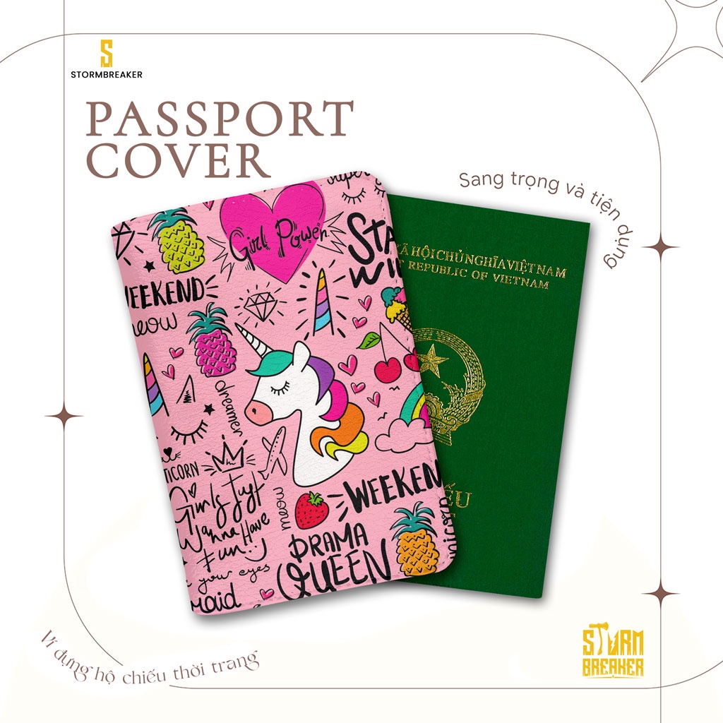 Bao Da Hộ Chiếu/Passport Du Lịch Nam - Nữ ( in tên cá nhân ) UNICORN - NGỰA MỘT SỪNG - LT019 STORMBREAKER