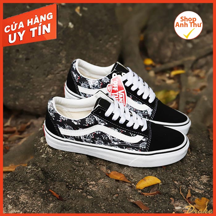 Giày VANS Old Skool skulls đầu lâu NAM NỮ, Giày thể thao vans bản đẹp đầy đủ phụ kiện full box bill