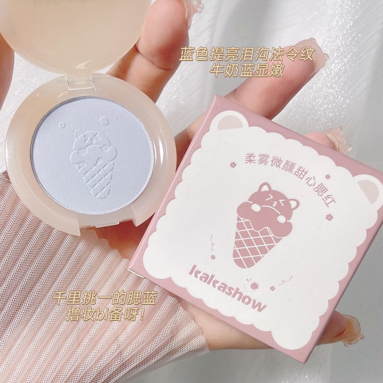 Bảng Phấn Má Hồng KAKASHOW 4 Màu Tông Nhung Lì Kiểm Soát Dầu Chống Nước Làm Sáng Da