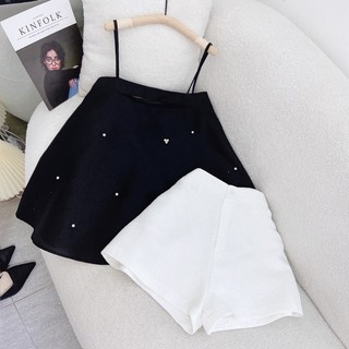 SET ÁO DOLL 2S ĐÍNH ĐÁ HOA + SHORT TRẮNG