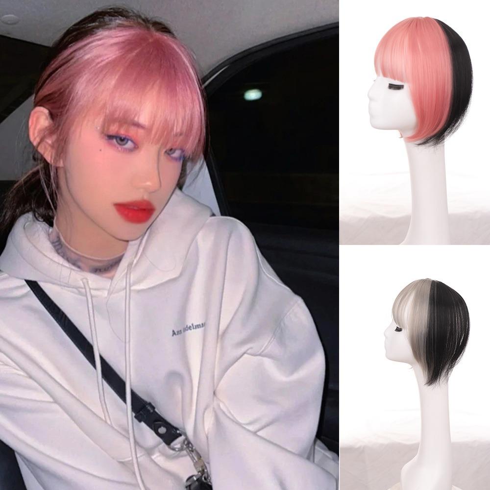 Banilo Tóc Mái Giả Hai Màu Kẹp Không Đường May Bằng Sợi Tổng Hợp Chất Lượng Cao Màu Hồng Tự Nhiên Blonde Bangs