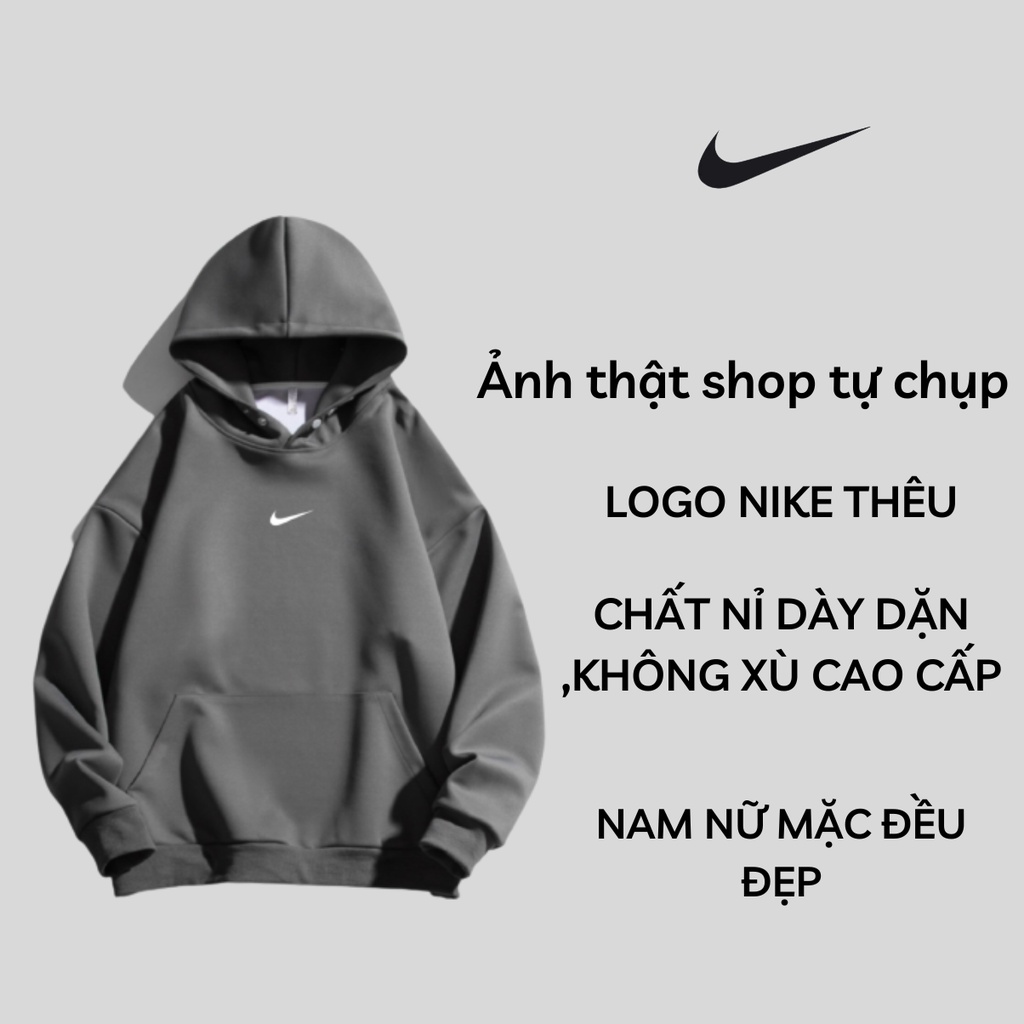 Áo Hoodie thêu dày dặn nam nữ, Áo Khoác Nỉ Unisex hoodie nike bấm cúc chính hãng chất nỉ bông cotton cao cấp siêu ấm | BigBuy360 - bigbuy360.vn