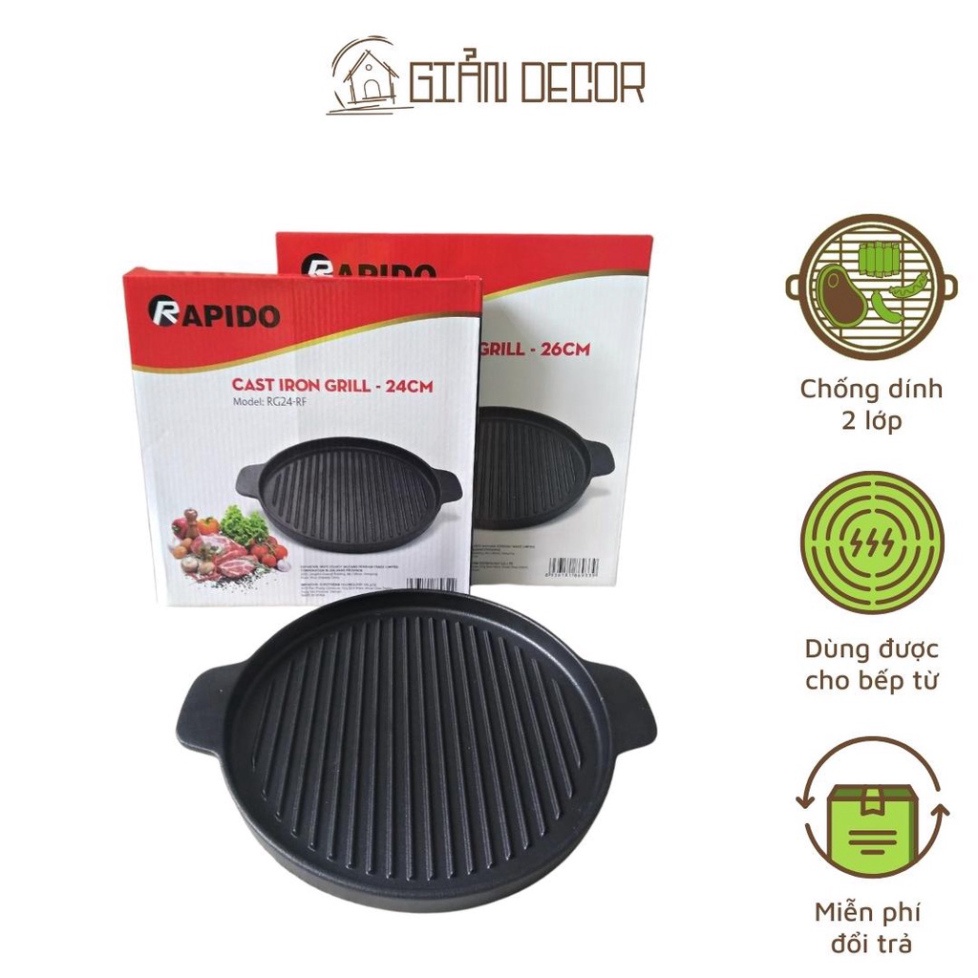 Chảo gang nướng Rapido bếp từ hồng ngoại
