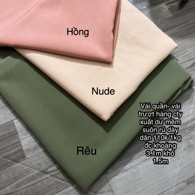 Vải quần xuất dư - vải trượt chất mềm suôn dày dặn đẹp thoáng nhẹ khổ 1.5m