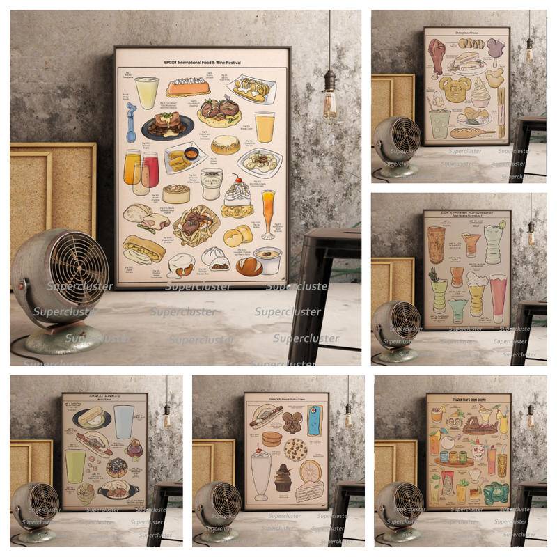 Tranh Vải Bạt Treo Tường In Hình Đồ Uống Kiểu Vintage Trang Trí Nhà Bếp / Phòng Ngủ / Quán Bar / Phòng