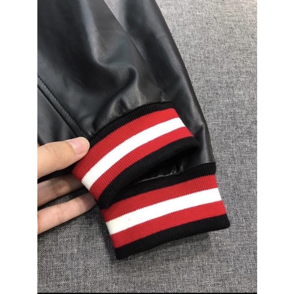 Áo da cừu thật 100% bomber bóng chày