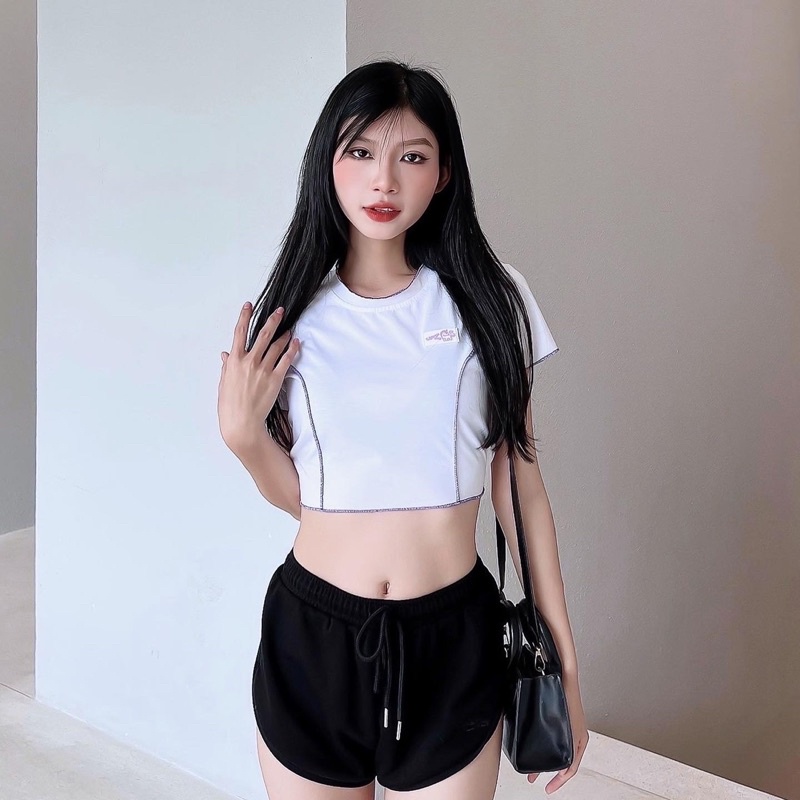 UPZ Áo Thun Croptop Cột Dây Lưng (3 Màu)