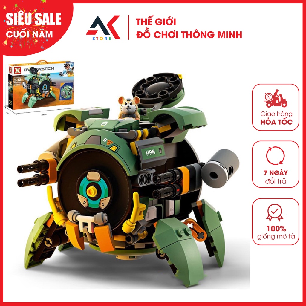 Đồ Chơi Lắp Ráp verwatch Mô Hình Wrecking Ball (Hammond) Chuột Hamster, Người Sắt, Đội Trưởng Mỹ 12in1