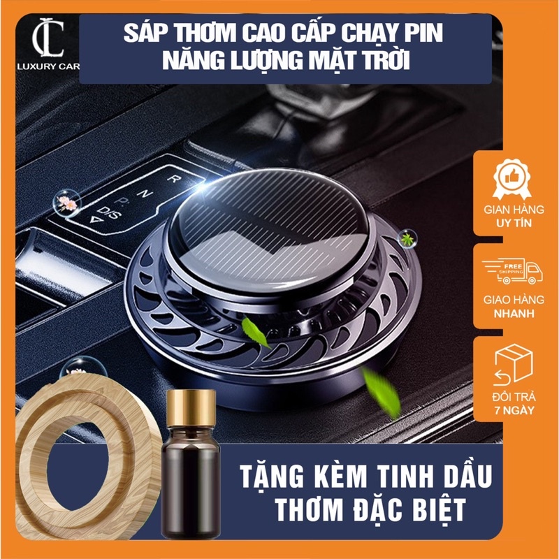 Nước hoa ô tô cao cấp, sáp thơm nước hoa xe hơi khuếch tán xoay 360 năng lượng mặt trời 03