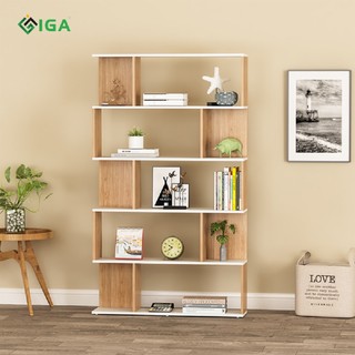 Kệ sách gỗ ziczac 5 tầng để sàn hiện đại chính hãng iga gp234