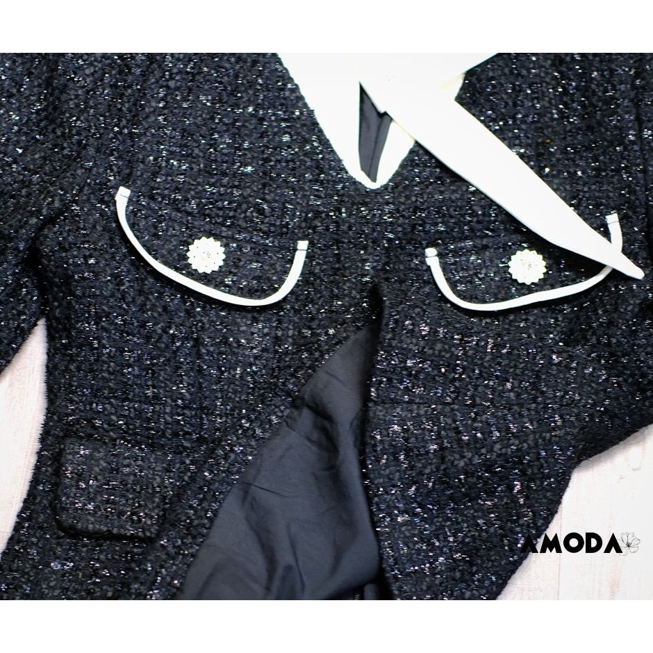 Áo dạ tweed dài day cao cấp Sani TOP  thiết kế nhà AMODA sang chảnh , tôn dáng tôn eo cho nàng A020