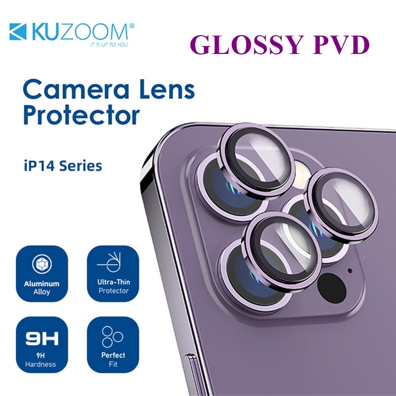 Khung dán 3 mắt Camera Lens Kuzoom Phủ PVD 2 tầng bảo vệ cho Smart IPhone 14 /14 Pro / 14 Pro Max / 14 Plus siêu chất