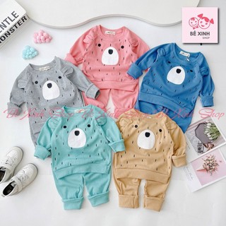 Đồ Bộ Dài Tay Cho Bé Trai Bé Gái Mikko Mom  Bộ Quần Áo Mùa Đông Thun Gân Cho Bé Trai Gái TAI GẤU MỚI