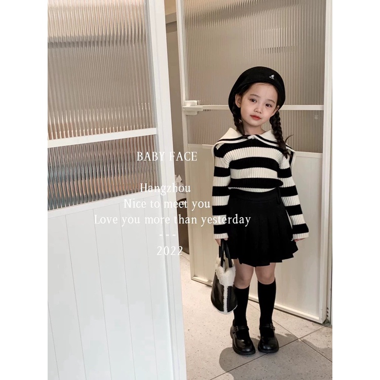 Set Váy Thu Đông Cho Bé Gái WOWKIDS Chất Len Tắm Dày Dặn Kèm Chân Váy Dập Ly