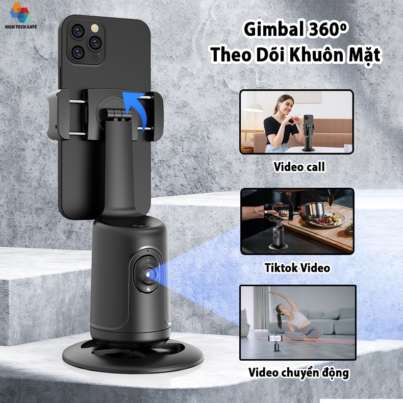 Gimbal Điện Thoại 360-P01 Giá Đỡ Theo Dõi Khuôn Mặt Cho Quay Video, Livestream, Tiktok, Tự Động Xoay 360º, Để Bàn