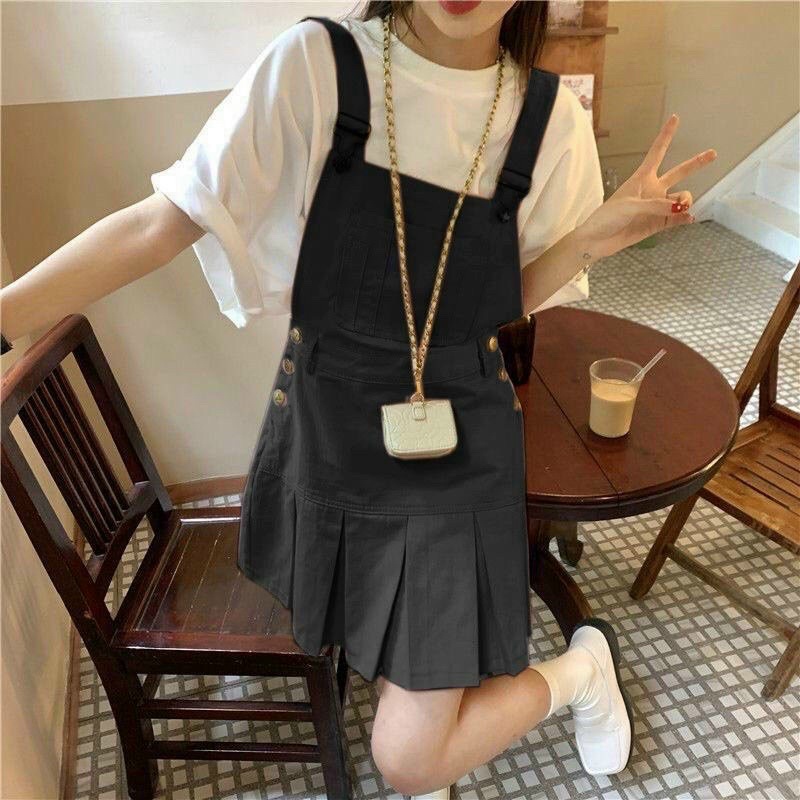 Set yếm chân váy xếp li nữ sinh