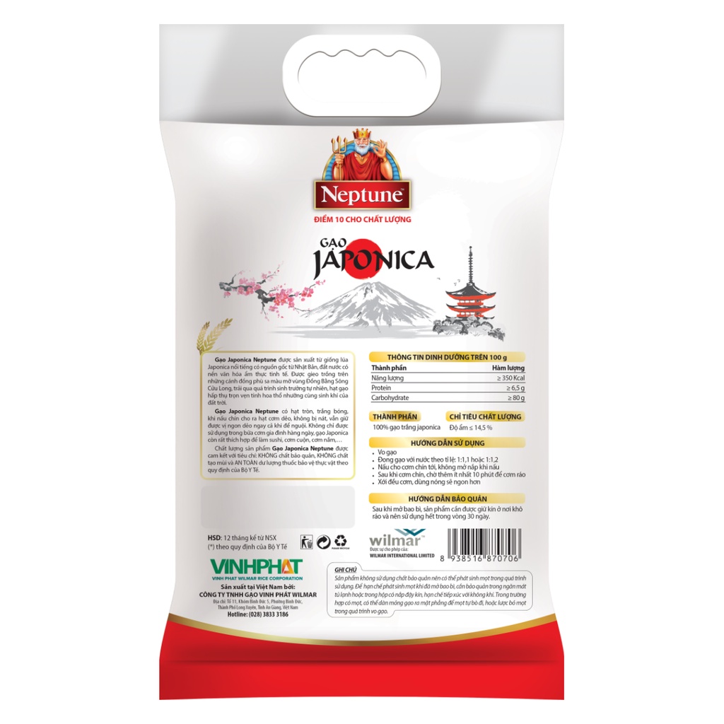 Gạo Neptune Japonica 5kg