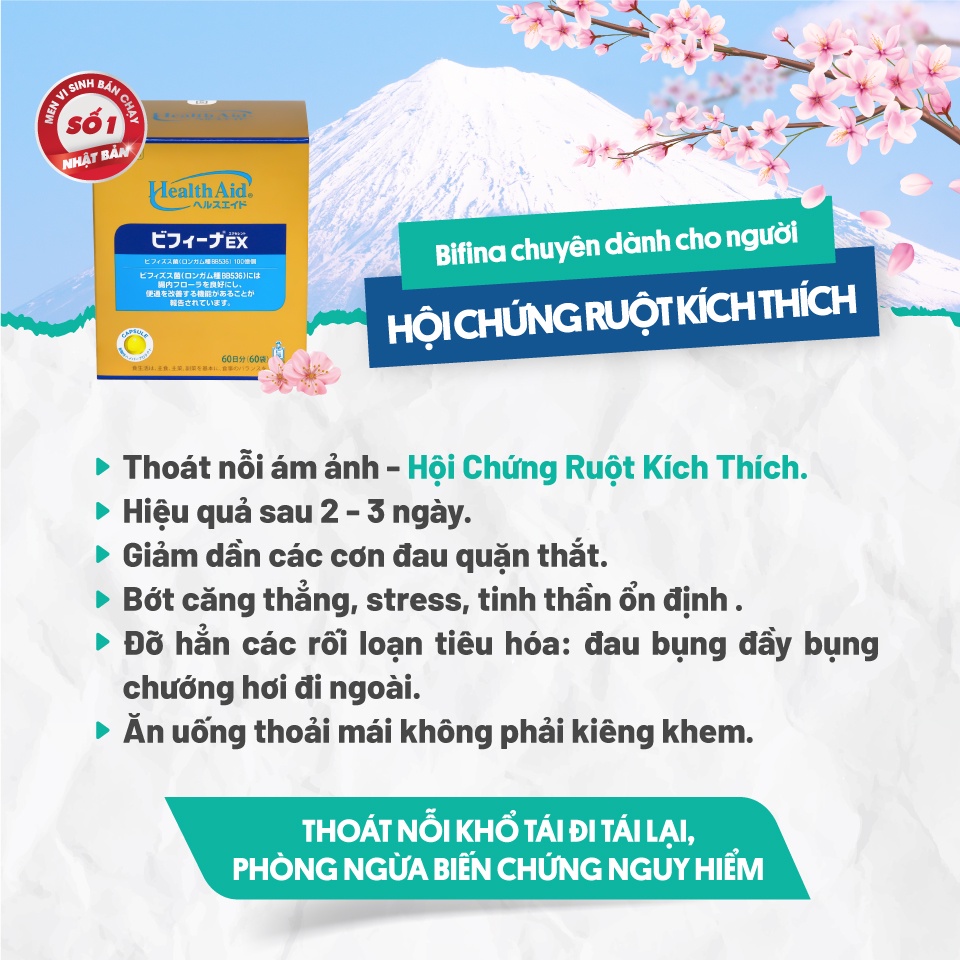 Combo 3 hộp Bifina Nhật Bản EX 60 gói - Liệu trình dành cho người viêm đại tràng co thắt, hội chứng ruột kích thích