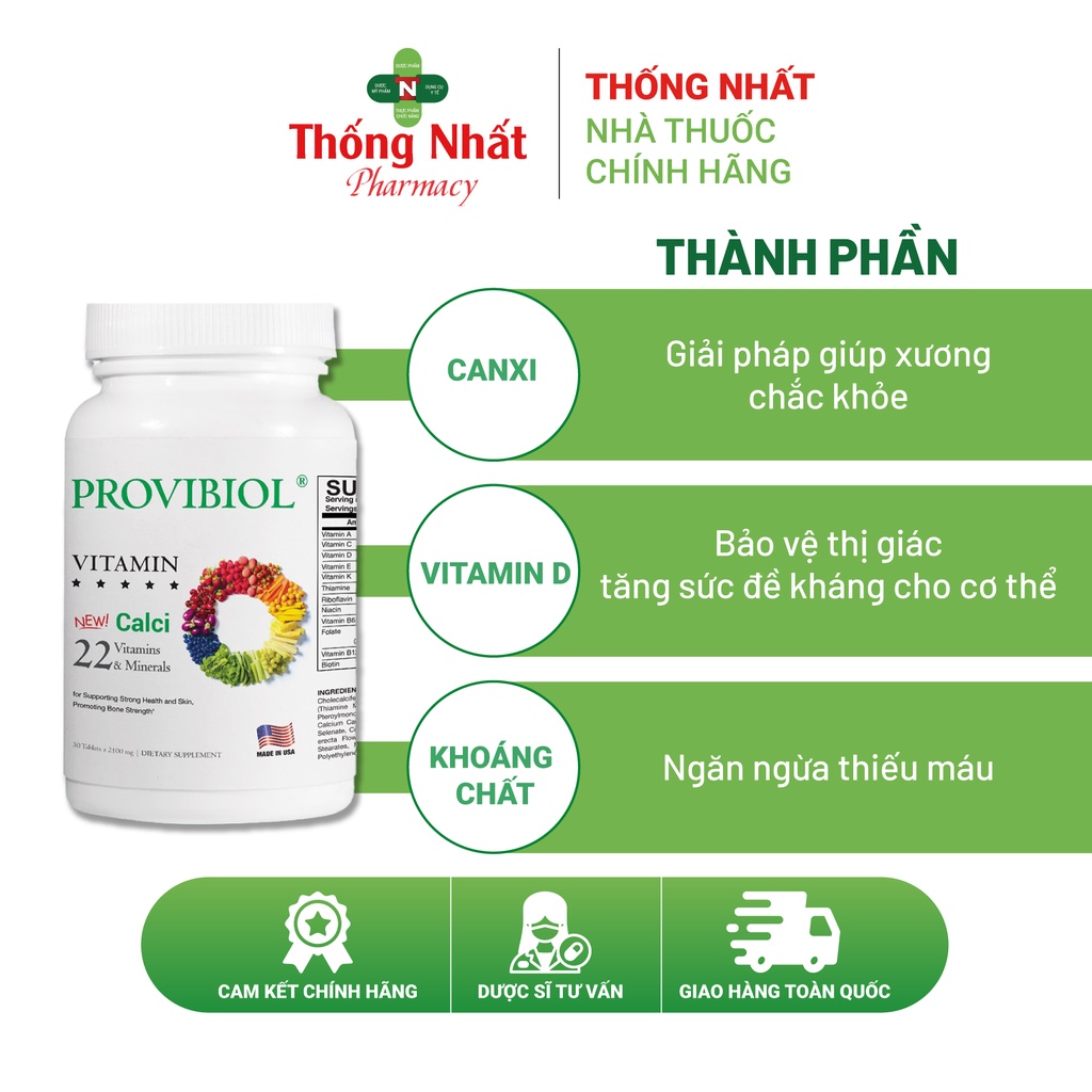Viên uống bổ sung 22 vitamins khoáng chất tăng đề kháng Provibiol Vitamin 60 viên