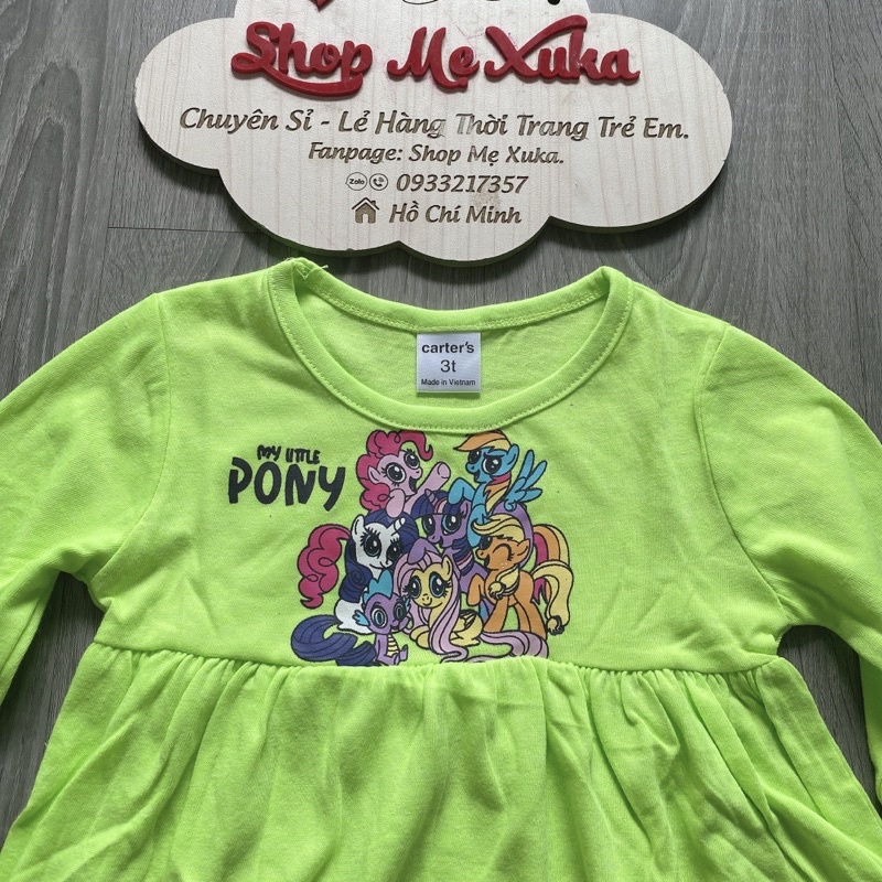 Váy cotton tay dài VNXK bé gái in hình Pony, Elsa, Minnie, Mickey, Kitty