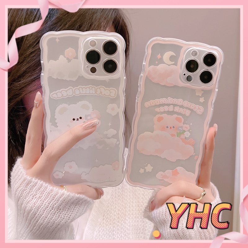 Ốp Điện Thoại Họa Tiết Gấu Và Đám Mây Viền Gợn Sóng Cho Iphone6 6splus 7 7plus 8 8plus XR x xs 12 11 pro max plus 13 promax-1021