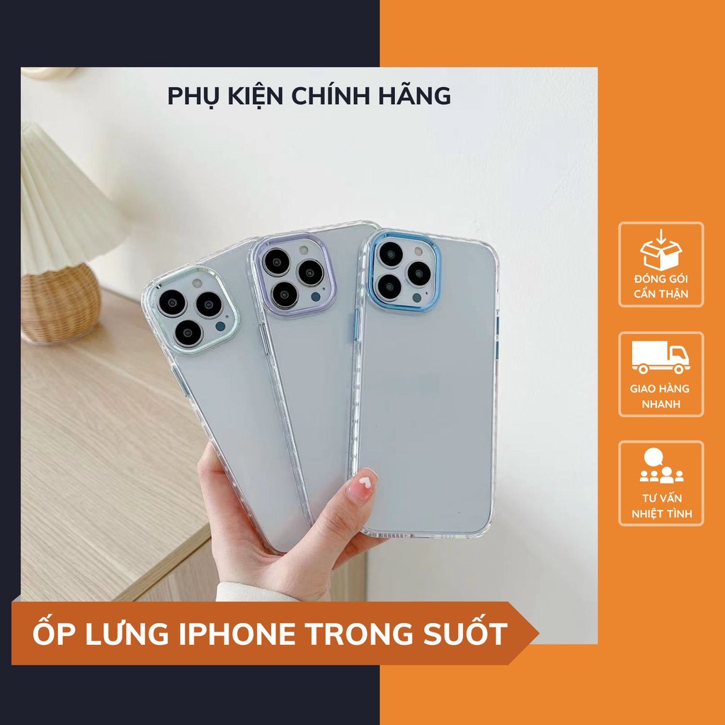 Ốp Lưng Iphone Trong Suốt Nhựa TPU Mềm Chống Sốc Hạn Chế Ố Vàng Viền Camera Bo 4 Góc
