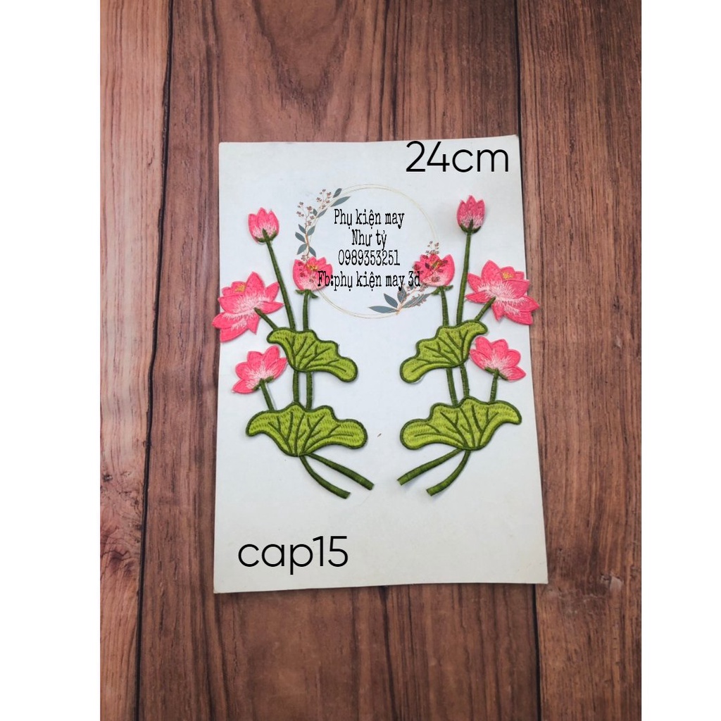 Hoa thêu sen ủi cặp